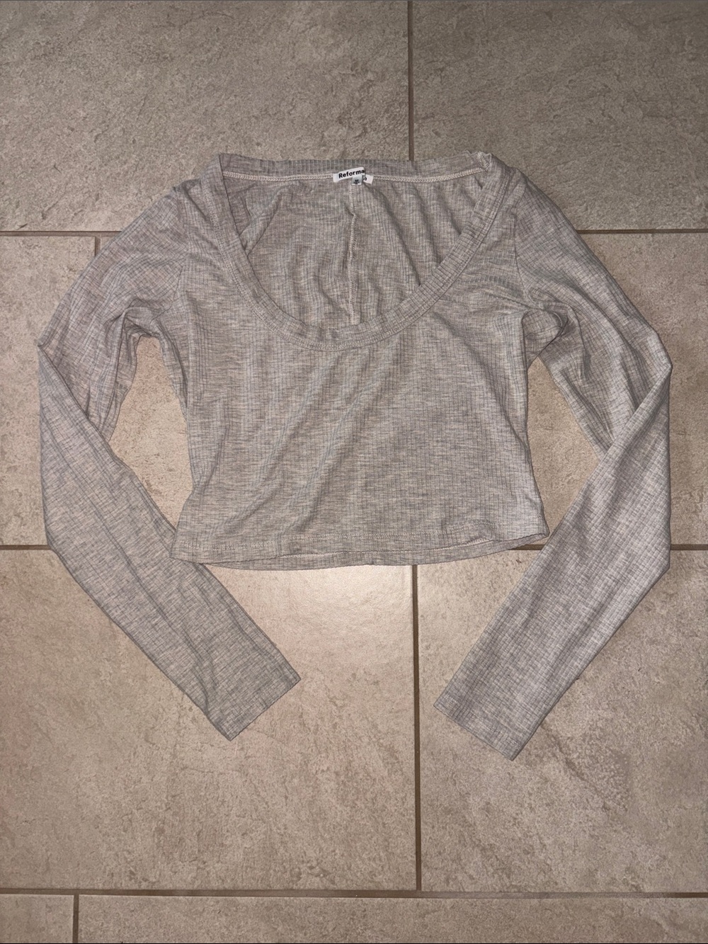 REFORMATION Paige Knit Long Sleeve Crop Top